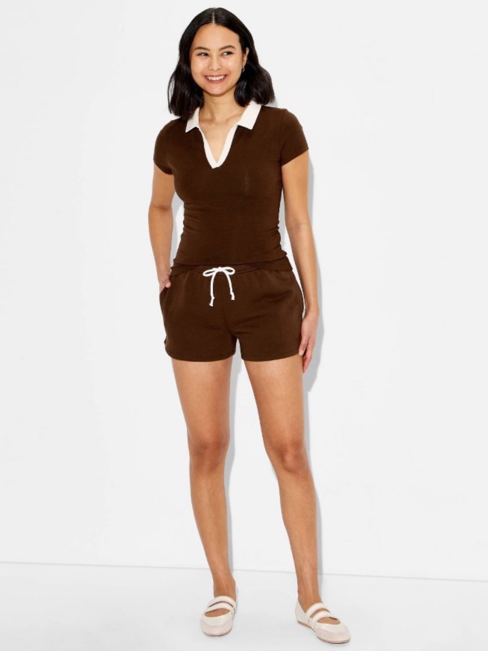 Women's Short Sleeve Soft Cotton Polo Shirt - Wild Fable™ Brown XXS